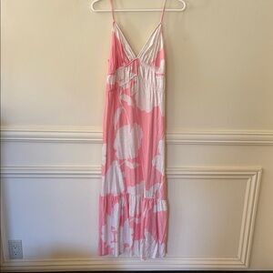 H&M Beautiful Pink White Floral Vacation Maxi Size XS Summer Spring Break Cruise